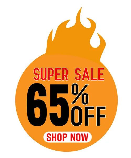 Süper İndirim% 65 indirimli - vektör yaratıcı afiş illüstrasyonu. Beyaz arka planda soyut konsept indirimli promosyon düzeni. Tasarım ögeleri.