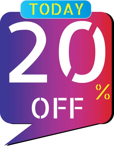 % 20 indirimli indirimli bayrak. İndirimli fiyat etiketi. Özel indirimli kırmızı etiket. Vektör Modern Etiket İllüstrasyonu. İzole Arkaplan