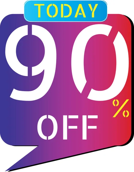 % 90 indirimli indirimli bayrak. İndirimli fiyat etiketi. Özel indirimli kırmızı etiket. Vektör Modern Etiket İllüstrasyonu. İzole Arkaplan