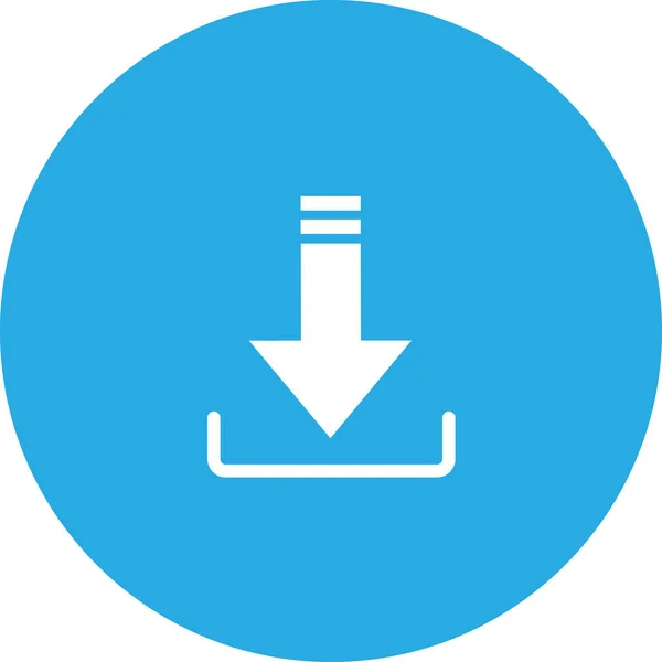 Simge indir. Gönderme düğmesi. Sembolü yükle. Yuvarlak düğme. Vektör. Aşağıdan aşağıya ok işareti