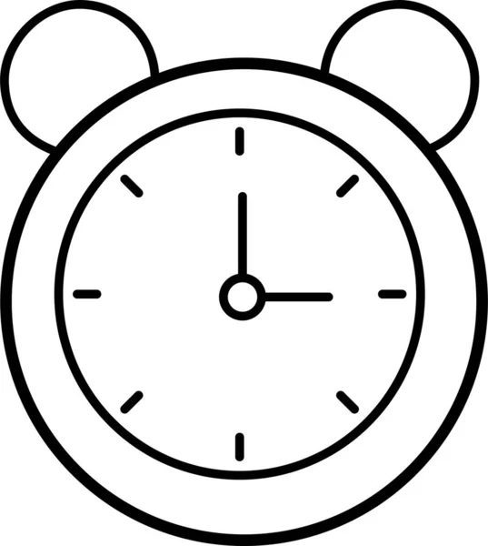 Ícone Relógio Alarme Simples Ilustração Contorno Estilo Plano — Vetor de Stock