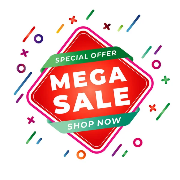 Mega satış modern pankart şablon tasarımı. Özel fiyat. Vektör illüstrasyonu