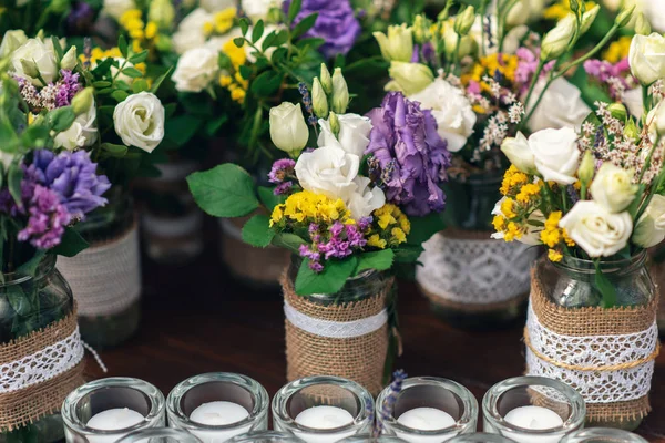 Beautiful Flower Decorations Candles Wedding Ceremony — Stock Photo, Image