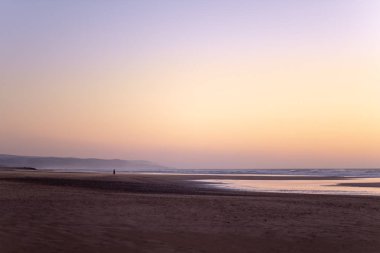 Sahil Sidi Kaouki, Fas, Afrika. Günbatımı zamanı. Fas'ın harika uykulu surf şehir
