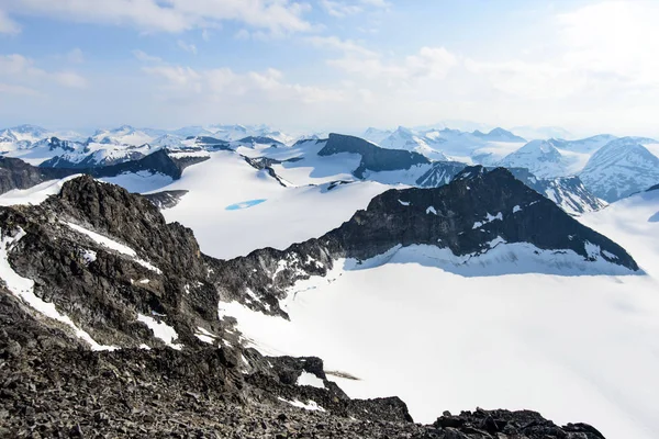 Impresionante Vista Invierno Desde Montaña Galdhopiggen Jotunheimen Fotos De Stock