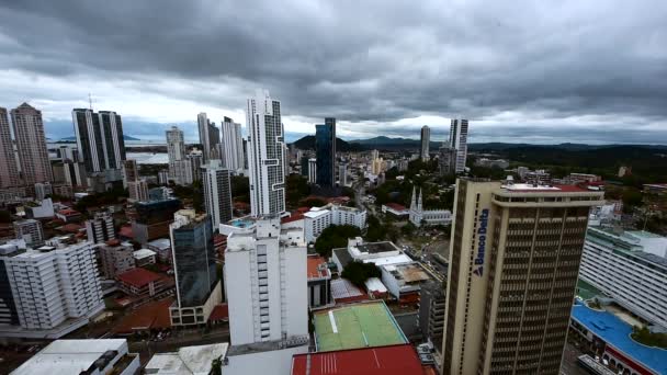 City Skyline Panama City Panama Centralamerika Flygfoto Över Panama City — Stockvideo