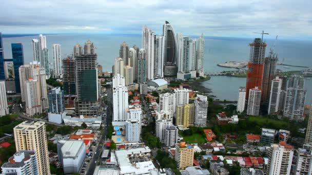 Panama City Skyline Blick Von Zentraler Geschäft Bezirk Von Panama — Stockvideo