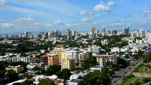 Vista Aérea Del Horizonte Ciudad Santo Domingo Con Cielo Nubes — Vídeo de stock