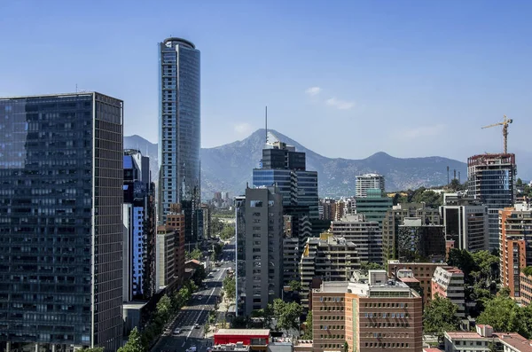 Vista Aérea Distrito Financeiro Santiago Chile Cidade Negócios Santiago — Fotografia de Stock