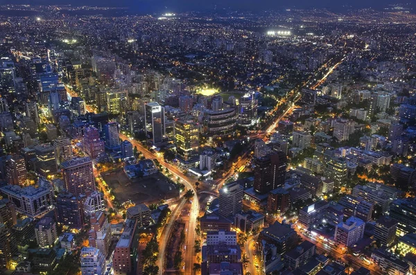 Skyline Santiago Chile Nowoczesnych Biurowców Finansowej Dzielnicy Las Condes Noc — Zdjęcie stockowe