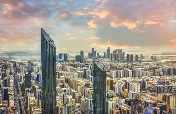 Vista Abu Dhabi Emirados Árabes Unidos Por Hora Pôr Sol — Fotografia de Stock