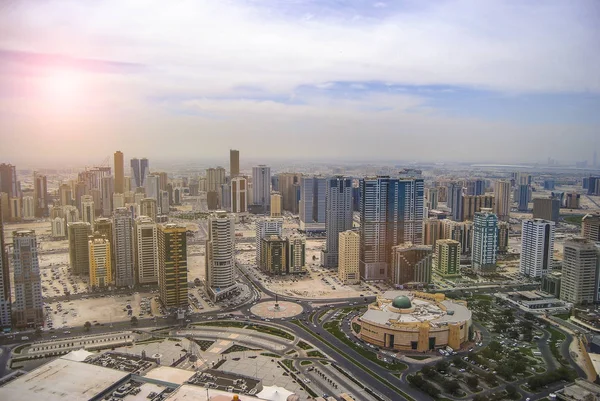Вид Місто Абу Дабі Єднані Арабські Емірати Вечерние — стокове фото