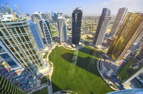 Dubai Wolkenkratzer Von Oben Futuristische Skyline Dubai Marina Luftaufnahme Blick — Stockfoto