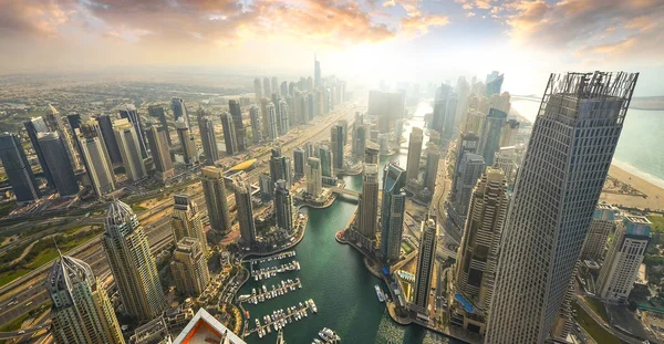 Vista Sobre Arranha Céus Marina Dubai Marina Superiate Mais Luxuosa — Fotografia de Stock