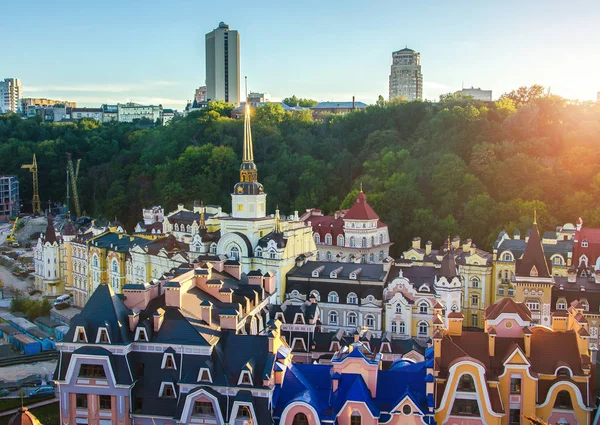 Kiev Ukraine Colored Kiev Houses Vozdvizhenka Part — Stock Photo, Image