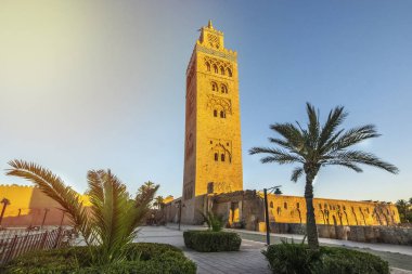 Marakeş, Fas 'taki Koutoubia Camii ve Gardem manzarası