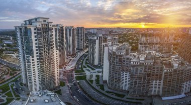 Site içinde. Kiev, Ukrayna. Kiev, Ukrayna. Novopechersky Lypky panorama modern binalar bölgesinin Kiev, Ukrayna