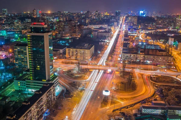 Gece Kiev Şehir Merkezi Manzaralı Yükseklikten Kiev Ukrayna — Stok fotoğraf