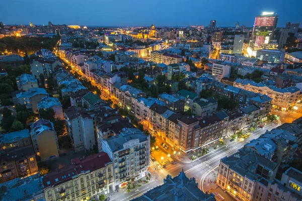 Noite Kiev Vista Centro Cidade Partir Altura Kiev Ucrânia — Fotografia de Stock
