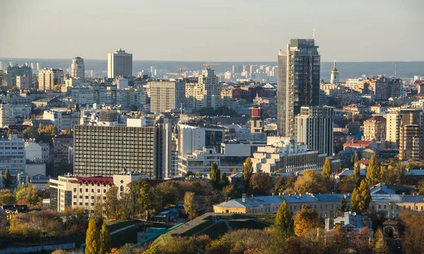 Panorama Kyjeva Centrum Obchodní Panoráma Města Kyjev Ukrajina Staré Moderní — Stock fotografie