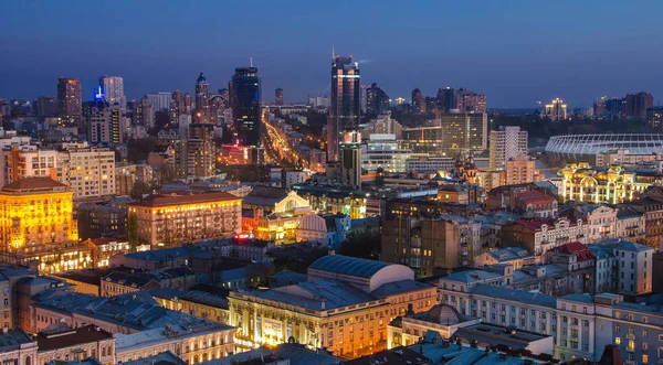 Kiev City Capital Ucrania Vista Nocturna Panorama —  Fotos de Stock