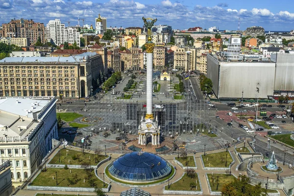 Vista Rua Khreshchatyk Praça Independência Kiev Uma Visão Olho Pássaro — Fotografia de Stock