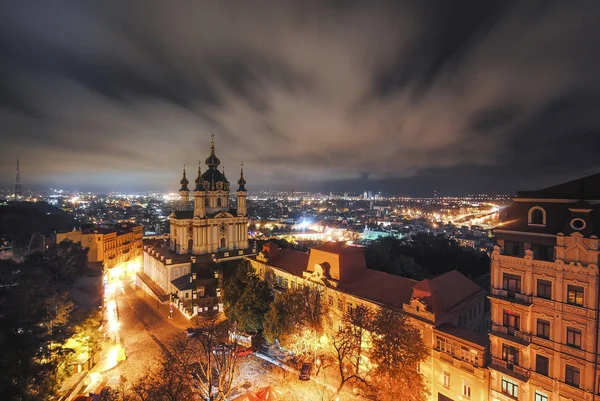 Iglesia Andrew Kiev Ucrania Kiev Ucrania Por Noche — Foto de Stock