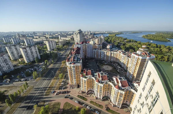 Kiev Ukraina Panorama Dagen Kiev Med Blå Himmel — Stockfoto