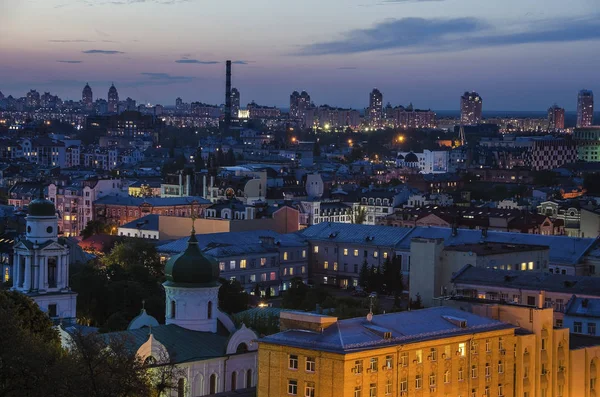 Nacht Kiev Stadtzentrum Blick Aus Der Höhe Kiev Ukraine — Stockfoto