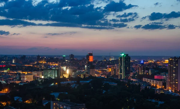 Kiev City Capital Ucrânia Vista Noturna Panorama — Fotografia de Stock