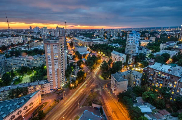 Kiev Şehir Ukrayna Başkenti Gece Görünümü Panorama — Stok fotoğraf