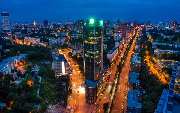 Kiev City Capital Ucrânia Vista Noturna Panorama — Fotografia de Stock