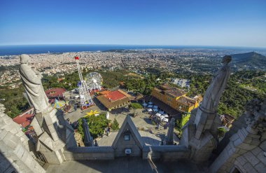 tibidabo, İspanya Barselona panoramik görünüm
