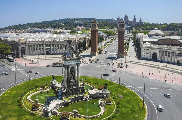 Вид Площадь Испании Холм Монжуик Национальным Художественным Музеем Каталонии Барселона — стоковое фото