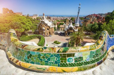 Park guell renk görünümü Barcelona, İspanya.