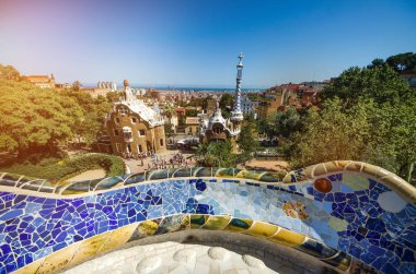 Park guell renk görünümü Barcelona, İspanya.