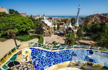 Park guell renk görünümü Barcelona, İspanya.