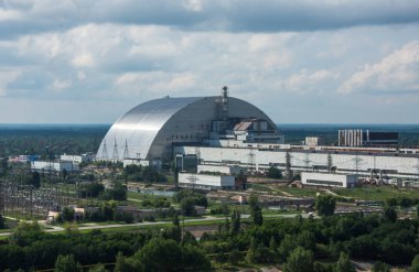 Aerial. Unfinished Cooling Tower Of The Chernobyl Nuclear Power Plant. clipart