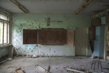 Bir okul Pripyat Ukrayna içinde görünüm içinde
