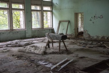Bir okul Pripyat Ukrayna içinde görünüm içinde