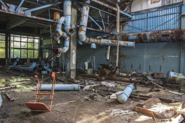 Pripyat, hayalet kasaba nükleer felaketinden sonra kurulan Çernobil dışlama bölgedeki eski Jüpiter fabrikada