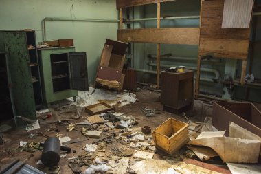 Pripyat, hayalet kasaba nükleer felaketinden sonra kurulan Çernobil dışlama bölgedeki eski Jüpiter fabrikada