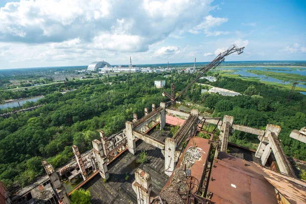 Aérea Torre Enfriamiento Inacabada Central Nuclear Chernobyl — Foto de Stock