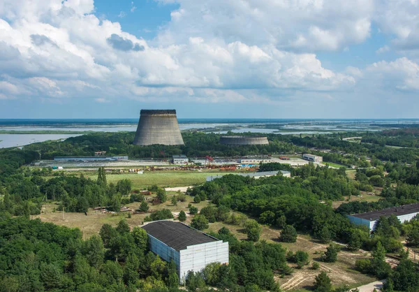 Antény Nedokončená Chladicí Věž Černobylské Jaderné Elektrárny — Stock fotografie