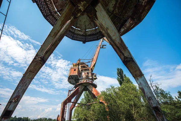 Old Crane Yanov Backwater Chernobyl Exclusion Zone Ukraine — Stock Photo, Image