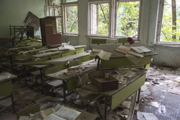 Škola Pripjat Ukrajině Uvnitř Pohledu Stock Fotografie