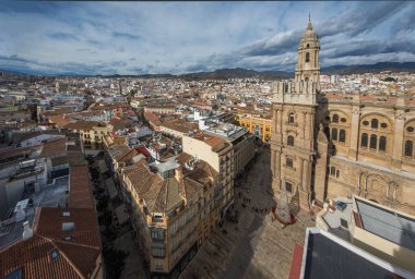 Malaga, Endülüs, İspanya Cathdral havadan görünümü