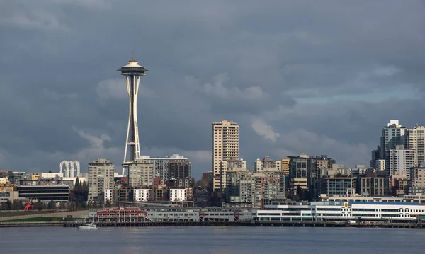 Horizonte Del Centro Seattle Día Soleado Con Edificios Modernos — Foto de Stock