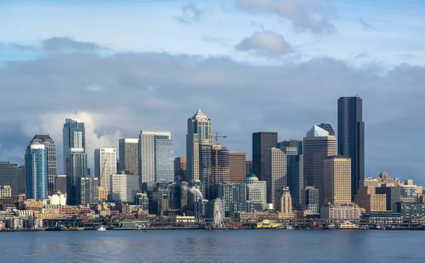 Horizonte Del Centro Seattle Día Soleado Con Edificios Modernos — Foto de Stock