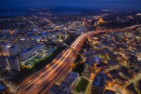 Night photography with car steaks at Seattle, Washington